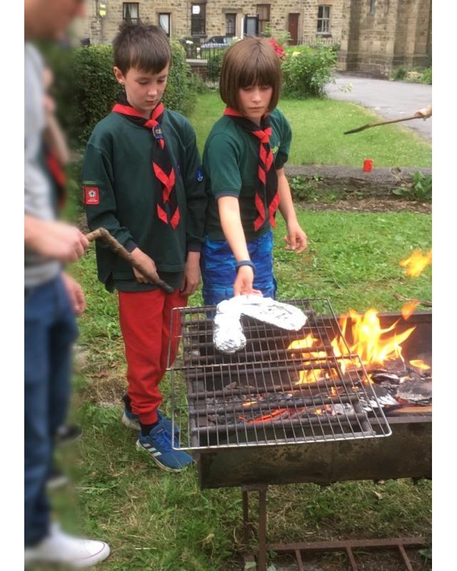 Cubs cooking on BBQ